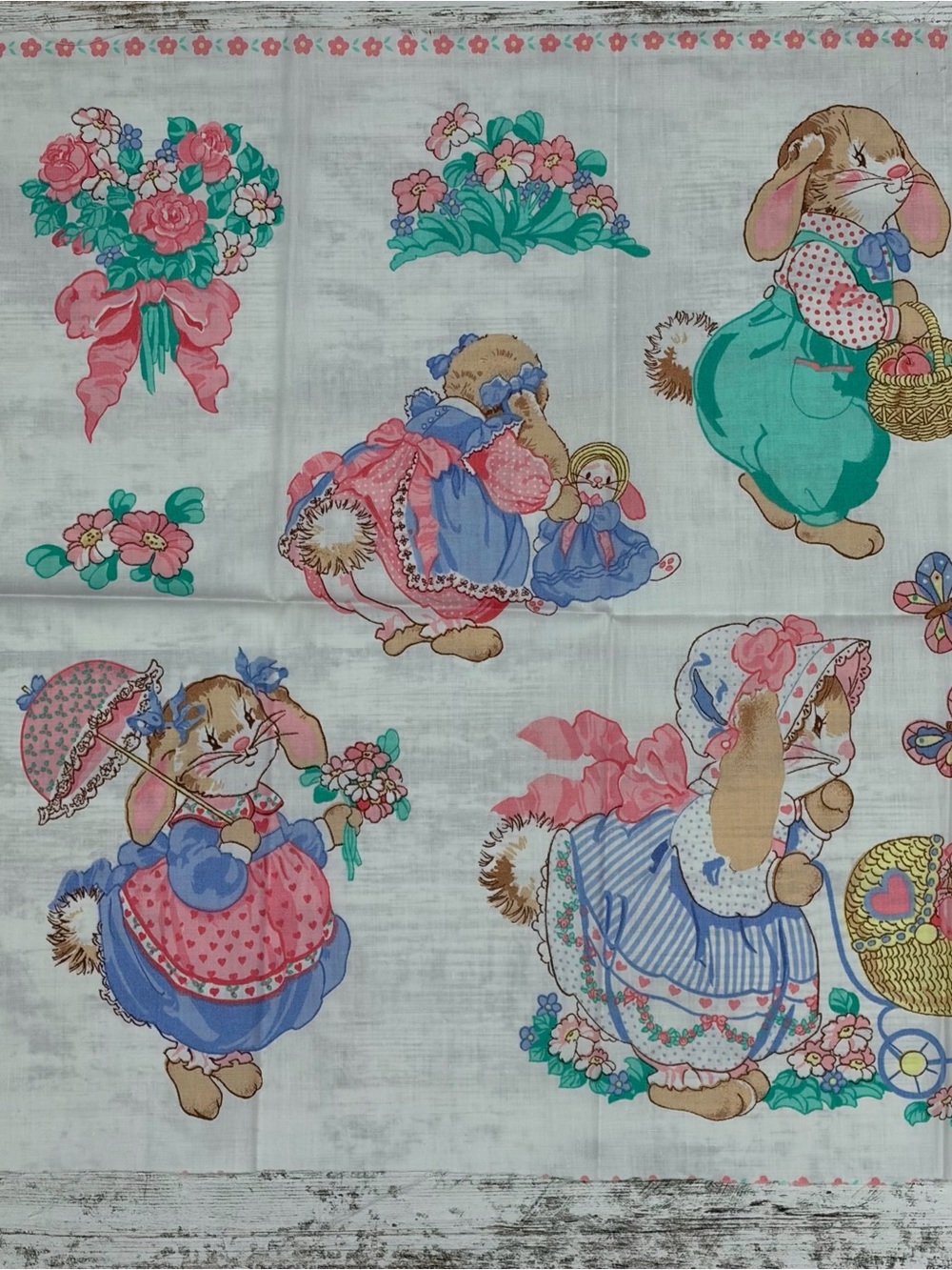 Vintage Easter Bunny Fabric Applique Fabric Traditions 1992 Grandma Fabric
